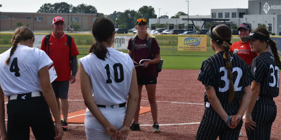 Softball athletes and college coaches at a Connect Sports event