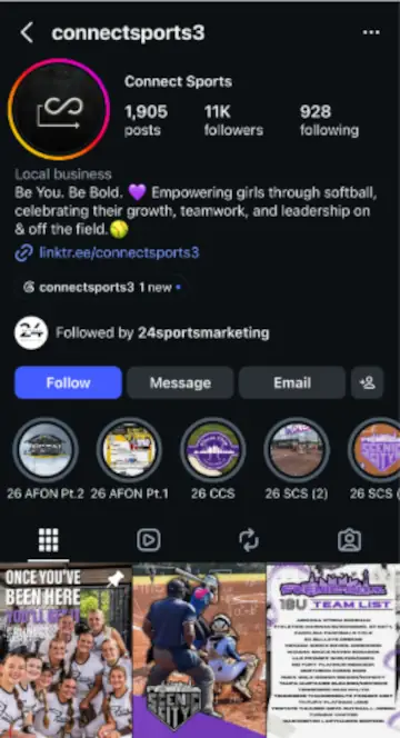 Softball athlete Instagram recruiting profile