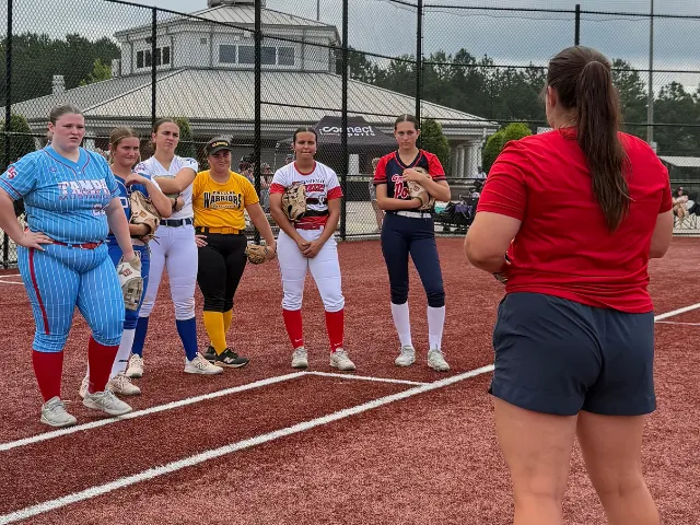 Athletes receiving instruction at a Connect Sports college camp