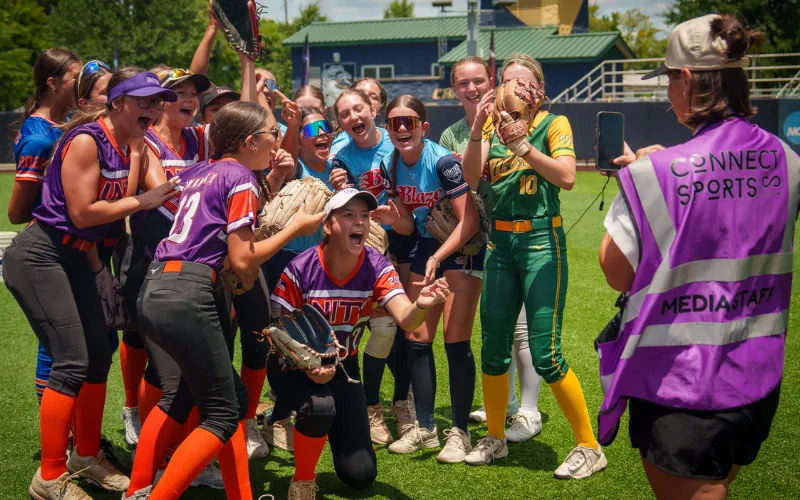 Real-time softball photography and video shared with athletes